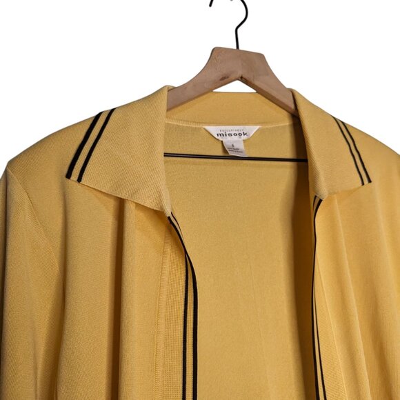 Misook Cardigan Womens Small Yellow Black Collared Travel Stretch Jacket - Picture 2 of 5